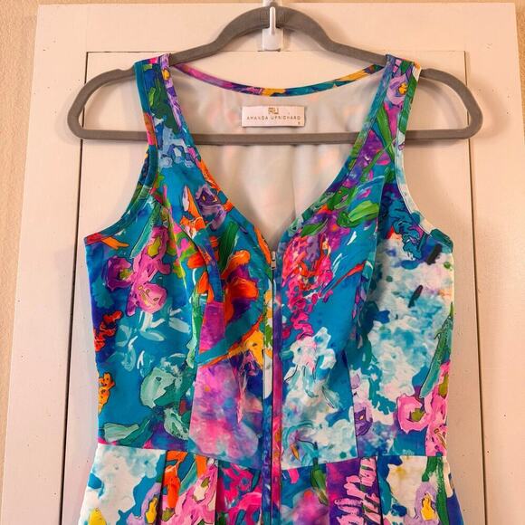 Amanda Uprichard Silk Multicolor
Marbled Watercolor Zip-Up Mini Dress Small USA - Picture 4 of 9